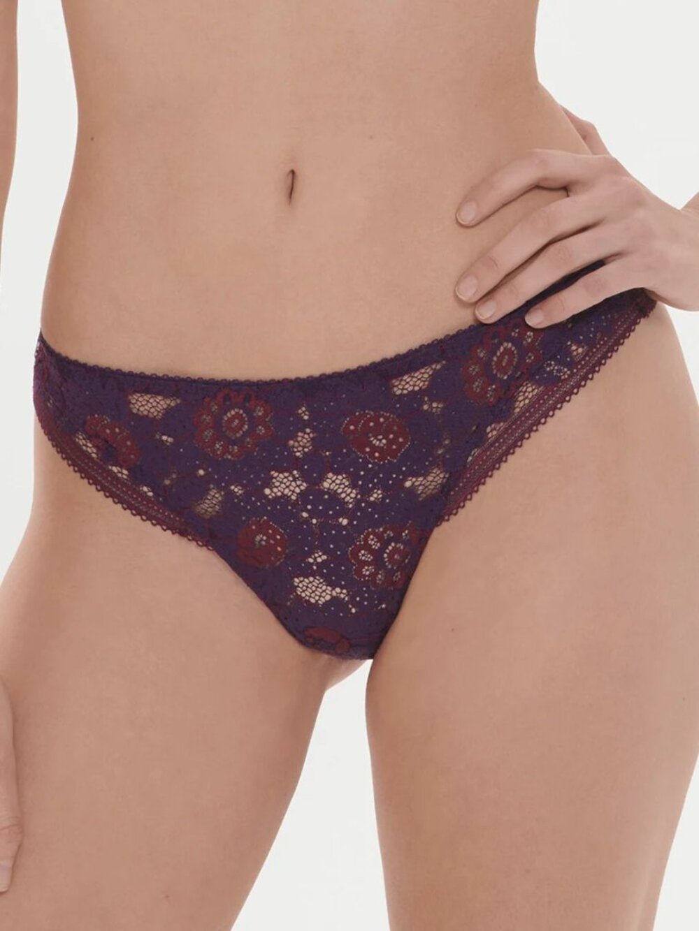 SIMONE PERELE Festive Tanga Thong Panty in Euphoria Purple Size 2/Small NWT